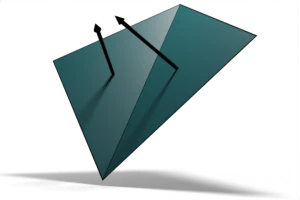 Two triangles with different normals making a single quad